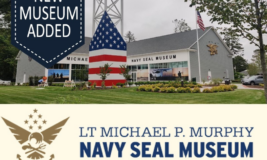 Photo of museum. Logo for the Lt Michael P. Murphy Navy SEAL Museum. Text says "New Museum Added"